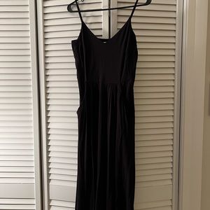 Ann Taylor Loft Full Length Black Dress with Spaghetti Straps Size Small